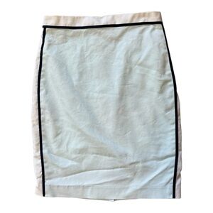 Club Monaco Light Blue Pencil Skirt with White and Black Trim and Zipper Detail